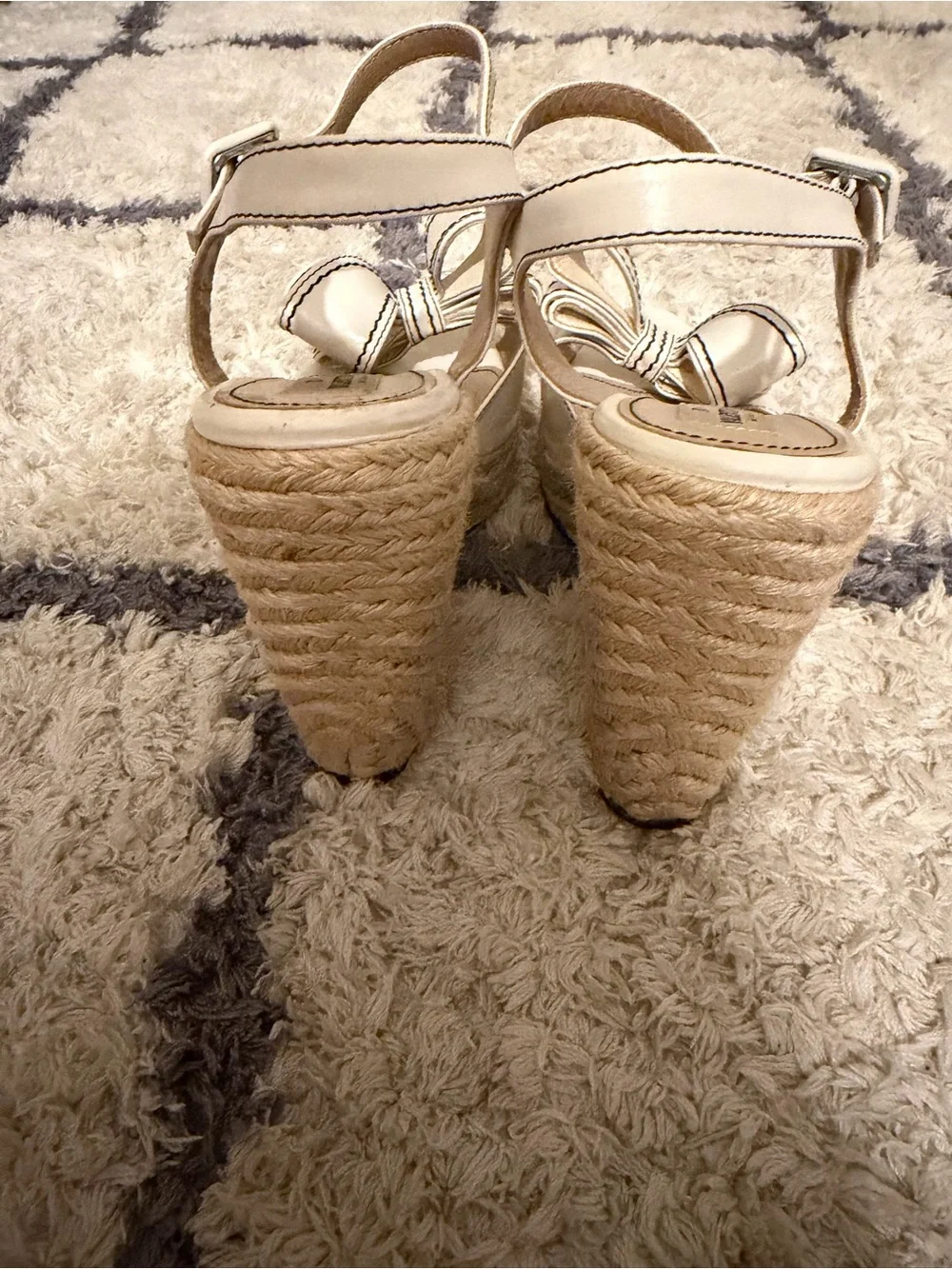 Valentino Cream Bow Espadrille Wedge Slingbacks